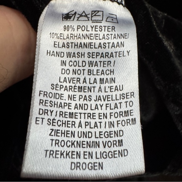 Design Lab Black Velvet Bell Sleeve Tie Back Top Medium - Picture 6 of 7